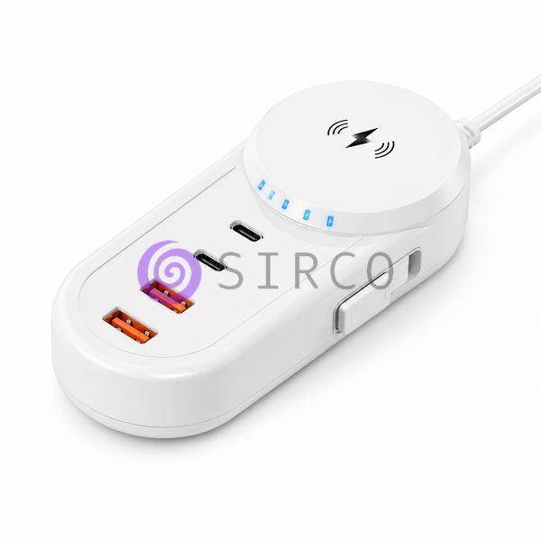 Зарядний пристрій 26X-201 5,1 A з бездротовою зарядкою для телефону, 2 USB, 2 Type-C білий (509/5088) 11k06p502v1 фото