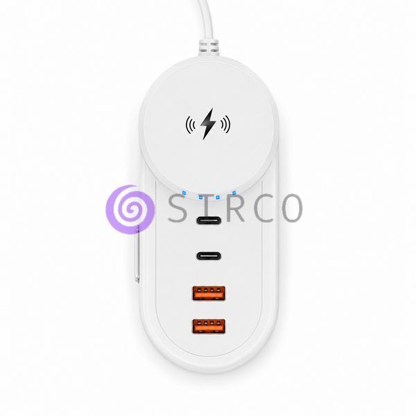 Зарядний пристрій 26X-201 5,1 A з бездротовою зарядкою для телефону, 2 USB, 2 Type-C білий (509/5088) 11k06p502v1 фото