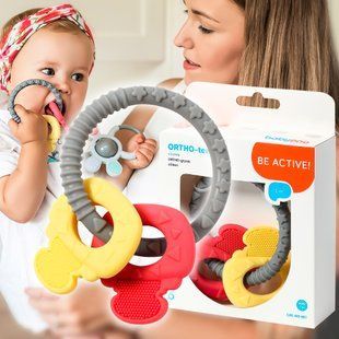 Детский силиконовый ортодонтический прорезыватель для зубов Babyono "Ключики" Желтый/Красный" (486) (SB) 03k17p344 фото