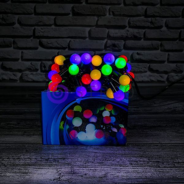 Світлодіодна гірлянда &laquo;НИТКА ШАРИКИ&raquo; 50 led, (чорний кабель, мульти) 12k01p031v1 фото