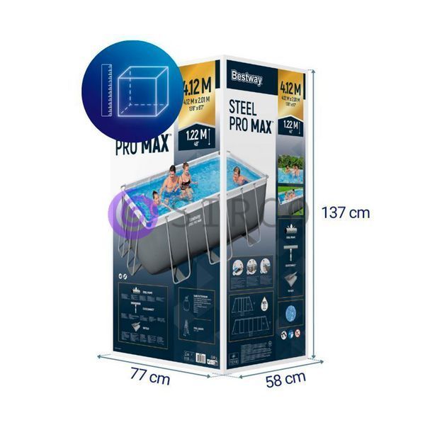 Каркасний прямокутний басейн зі сходами, пісочний фільтр-насос, BestWay 56457 412x201x122 см 8124 л (AT) 02k12p032v11 фото