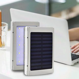 УМБ Power bank ViaKing 5000 mAh сонячна панель та LED-ліхтар Срiбний/H-1 11k12p004v1 фото
