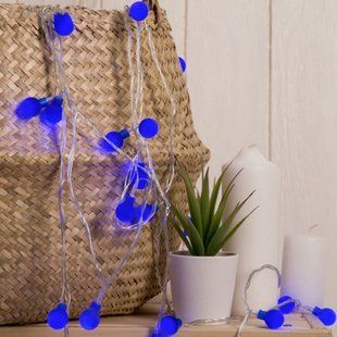 Гирлянда "Нить" 4 м с насадками "Шарики синие", IP20, прозрачная нить, 100 LED, свечение синее, 8 режимов 12k01p032v3 фото