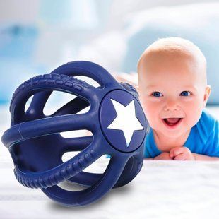 Детский силиконовый ортодонтический прорезыватель для зубов Babyono "Шарик" Синий" (515/02) (SB) 03k17p345v1 фото