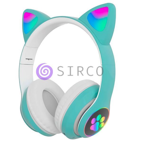 Беспроводные складные TWS bluetooth наушники с кошачьими ушками Cat STN-28 Бирюзовый + карта памяти на 16 Гб 11k01p115v3 фото