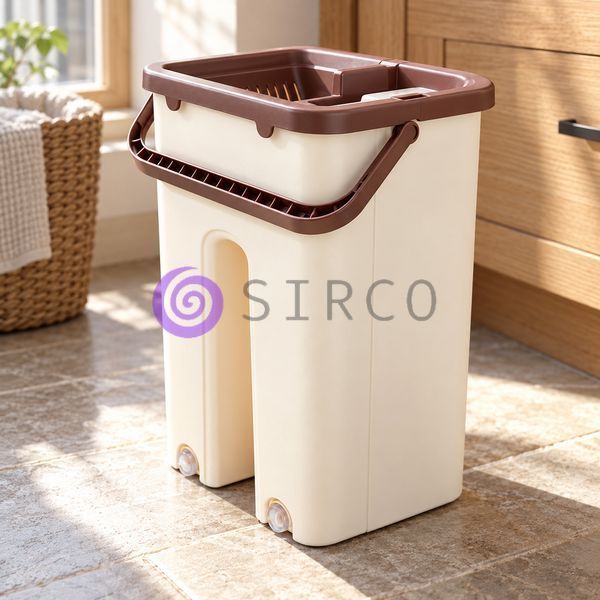 Швабра ледащо Scratch Cleaning Mop 2 в 1 з двосекційним відром 7 л, бежева з коричневим (ARSH/MA221) 01k02p005v3 фото