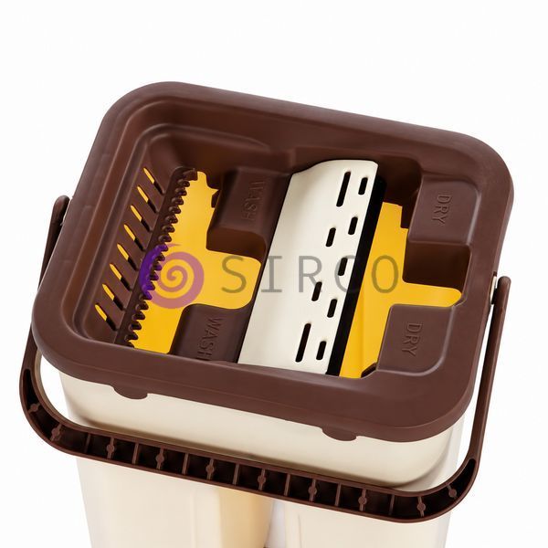 Швабра ледащо Scratch Cleaning Mop 2 в 1 з двосекційним відром 7 л, бежева з коричневим (ARSH/MA221) 01k02p005v3 фото