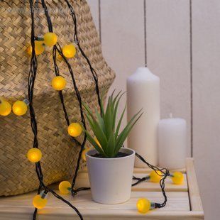 Светодиодная гирлянда &laquo;НИТЬ ШАРИКИ&raquo; 50 led , (черный кабель, желтый) 12k01p031v4 фото