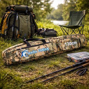 Рибальський чохол Lansha Fishing 130 см на 2 вудлища з 2 кишенями міцний чохол для снастей мультикам 02k04p417 фото