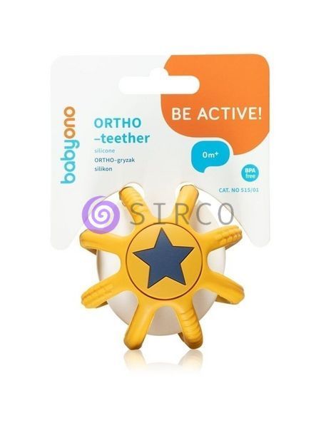 Детский силиконовый ортодонтический прорезыватель для зубов Babyono "Шарик" Желтый" (515/01) (SB) 03k17p345v2 фото
