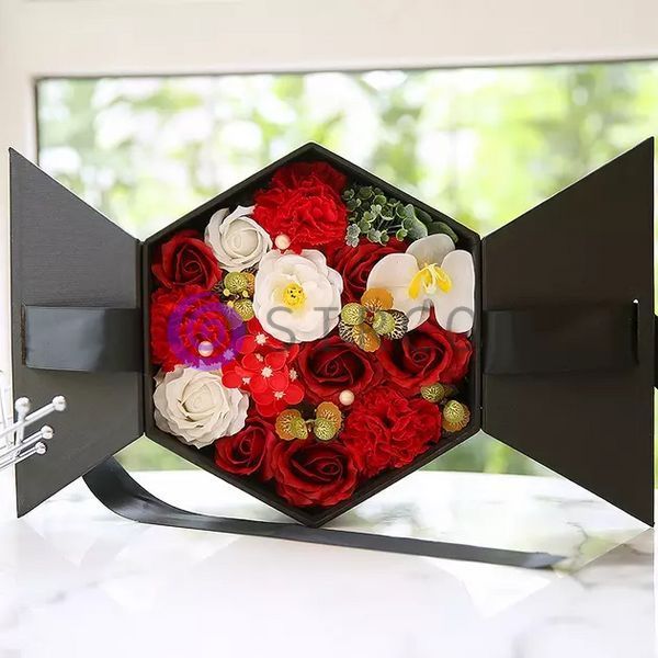 Подарочный мыльный букет из роз в черной коробке Love Light Rose Flower (212) 01k14p014 фото