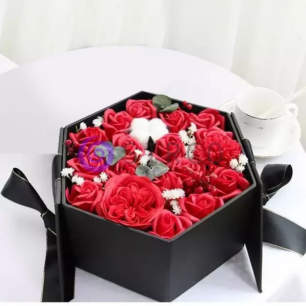 Подарочный мыльный букет из роз в черной коробке Love Light Rose Flower (212) 01k14p014 фото