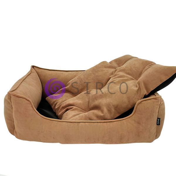 Велюрова лежанка для собак та кішок з м'якими бортами Mamo Pets Simple XS 45х35см Бежева 05k01p029 фото
