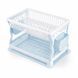 Пластиковая сушилка для посуды 2 уровня Plast настольная 43&times;29 см для чашек, Бело-голубой (DRK) 10k05p011v3 фото 2