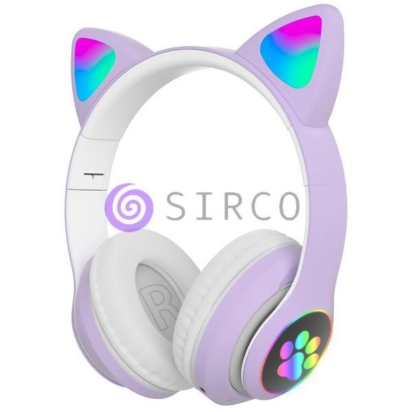 Беспроводные складные TWS bluetooth наушники с кошачьими ушками Cat STN-28 Фиолетовый + карта памяти на 32 Гб 11k01p116v1 фото