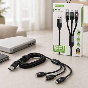 Універсальний зарядний кабель 3 в 1 Type-C, Lightning, Micro USB до 6A в нейлоновому обплетенні (509/5089) 11k06p503v1 фото