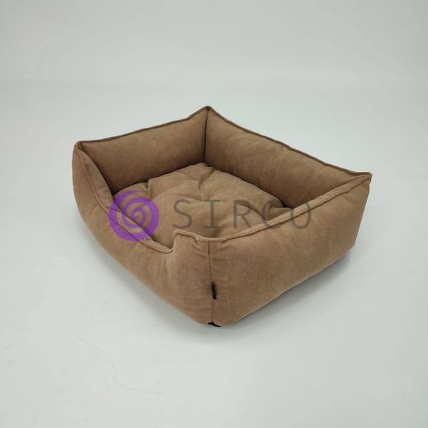 Велюрова лежанка для собак та кішок з м'якими бортами Mamo Pets Simple M 60х45см Бежева 05k01p029v2 фото