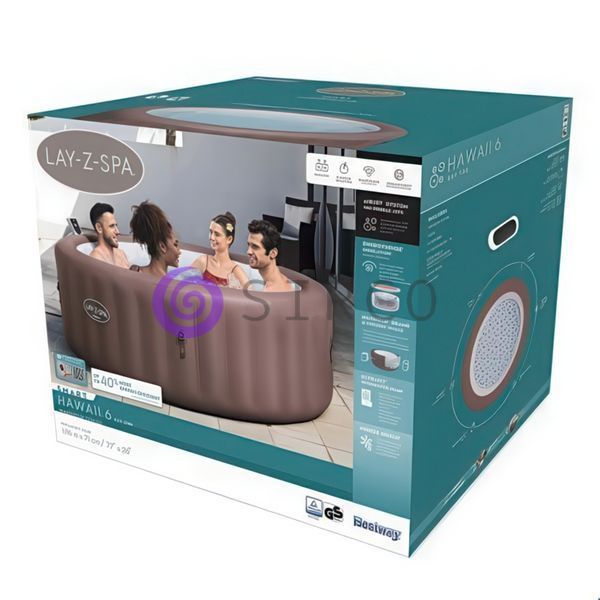 Надувное джакузи Bestway 6001G Lay-Z-Spa Hawaii 196x71 см, расход 1325 л/ч, на 6 человек 980 л 02k12p330 фото