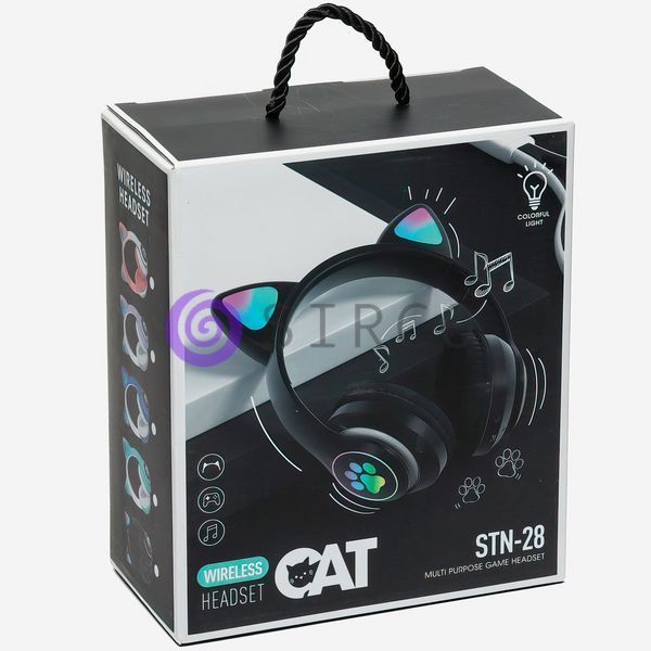 Беспроводные складные TWS bluetooth наушники с кошачьими ушками Cat STN-28 Черный + карта памяти на 32 Гб 11k01p116v2 фото