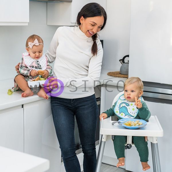 Дитячий водонепроникний бавовняний нагрудник на липучці Babyono "Я їм і я зростаю" 3м+ в асортименті (831) (SB) 03k17p334 фото