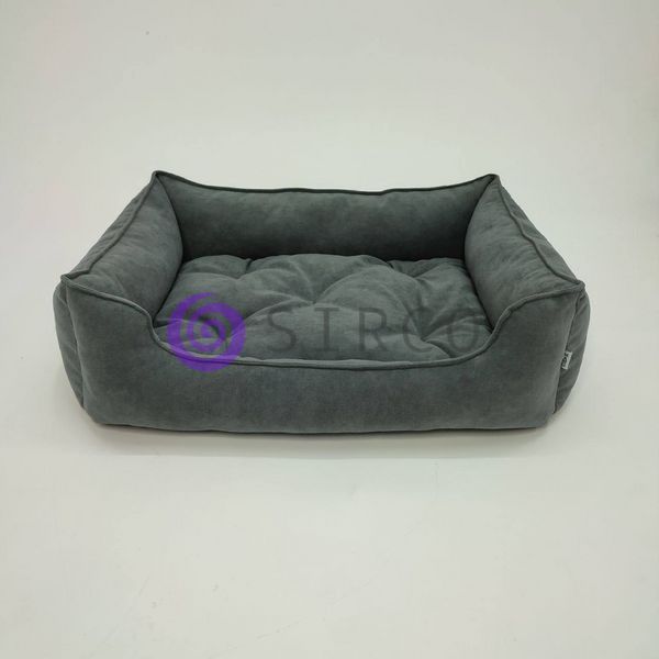 Велюрова лежанка для собак та кішок з м'якими бортами Mamo Pets Simple S 50х40см Темно-сіра 05k01p030v1 фото