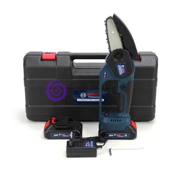 Аккумуляторная мини-пила Bosch UniversalChain 24 (24V, 4Аh, шина 10 см) защитная крышка, в кейсе 09k08p039 фото