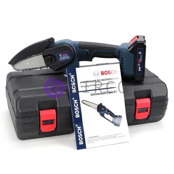 Аккумуляторная мини-пила Bosch UniversalChain 24 (24V, 4Аh, шина 10 см) защитная крышка, в кейсе 09k08p039 фото