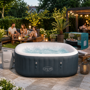 Надувне квадратне джакузі, аеро-масаж, тент, насос 1325 л/год Bestway Lay-Z-Spa Rome 6002U 180&times;180&times;66 см (AT) 02k12p342 фото