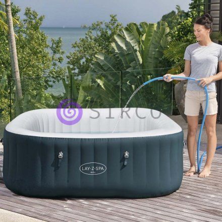 Надувне квадратне джакузі, аеро-масаж, тент, насос 1325 л/год Bestway Lay-Z-Spa Rome 6002U 180&times;180&times;66 см (AT) 02k12p342 фото
