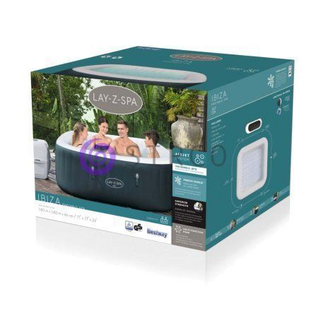 Надувне квадратне джакузі, аеро-масаж, тент, насос 1325 л/год Bestway Lay-Z-Spa Rome 6002U 180&times;180&times;66 см (AT) 02k12p342 фото