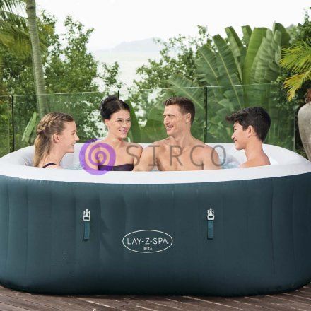 Надувне квадратне джакузі, аеро-масаж, тент, насос 1325 л/год Bestway Lay-Z-Spa Rome 6002U 180&times;180&times;66 см (AT) 02k12p342 фото