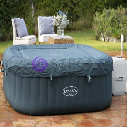 Надувне квадратне джакузі, аеро-масаж, тент, насос 1325 л/год Bestway Lay-Z-Spa Rome 6002U 180&times;180&times;66 см (AT) 02k12p342 фото