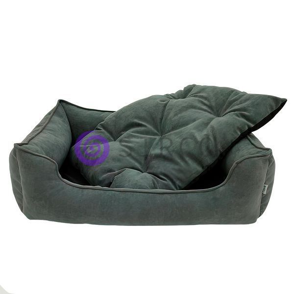 Велюровая лежанка для собак и кошек с мягкими бортами Mamo Pets Simple M 60х45см Темно-серая 05k01p030v2 фото