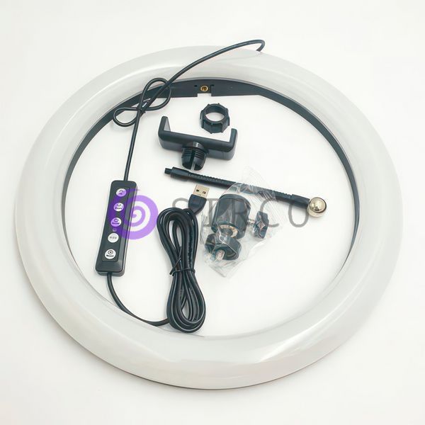 Кільцева кольорова селфі LED-лампа на штативі LED SOFT RING LIGHT RGBW 30 см зі штативом у комплекті 210 см 11k11p052v2 фото
