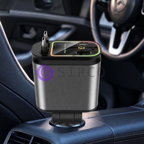 Автомобільна зарядка 4 в 1 26X-204 з USB-портами, швидким заряджанням і підсвіткою Зоряне небо (509/5091) 04k01p070 фото