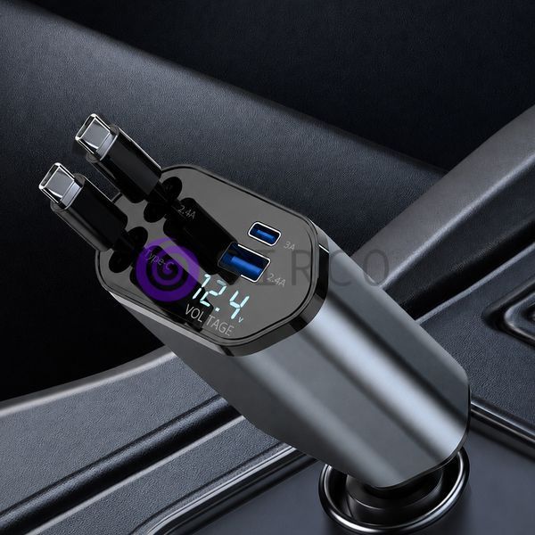 Автомобільна зарядка 4 в 1 26X-204 з USB-портами, швидким заряджанням і підсвіткою Зоряне небо (509/5091) 04k01p070 фото