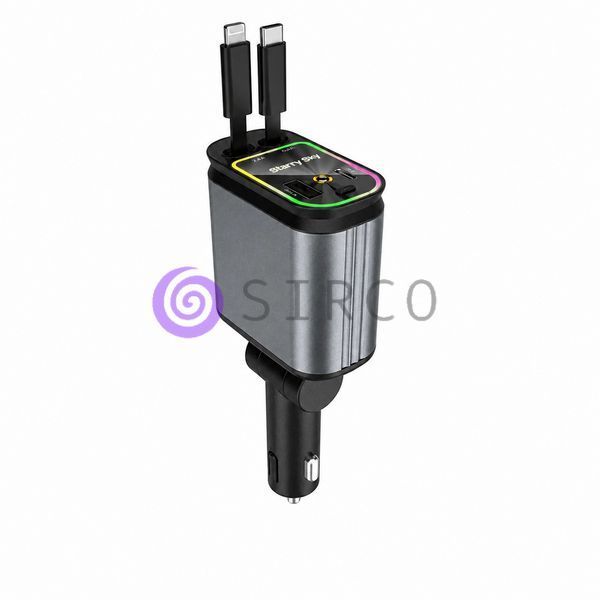 Автомобільна зарядка 4 в 1 26X-204 з USB-портами, швидким заряджанням і підсвіткою Зоряне небо (509/5091) 04k01p070 фото