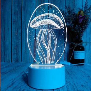 3D світильник з пультом і акумулятором 3D Lamp "Медуза" 01k09p211 фото
