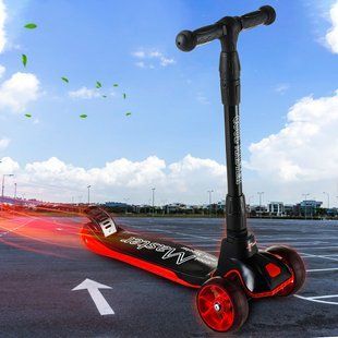 Детский трехколесный самокат со складным рулем и светящимися колесами Scooter X7 Черно-красный(ARSH) 13k01p014 фото