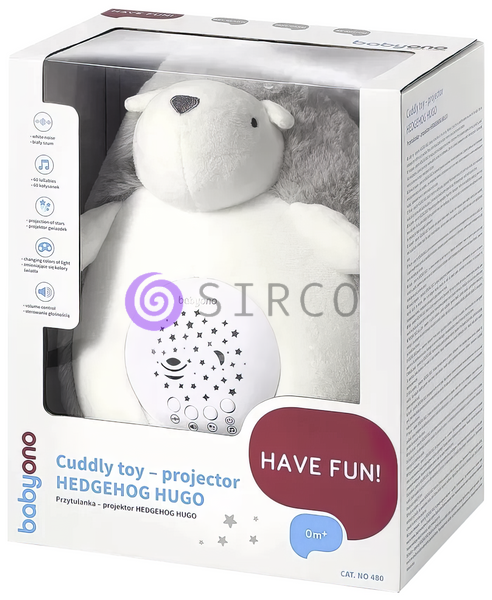 Детская музыкальная мягкая игрушка проектор Baby Ono "Ёжик Hugo" 60 мелодий (480) (SB) 03k17p395 фото