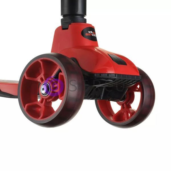 Детский трехколесный самокат со складным рулем и светящимися колесами Scooter X7 Черно-красный(ARSH) 13k01p014 фото