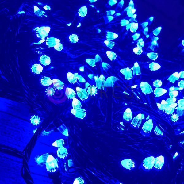 Новорічна гірлянда-нить "Конус" 600 Led 25 м (чорний дріт, синій) 12k01p120v1 фото