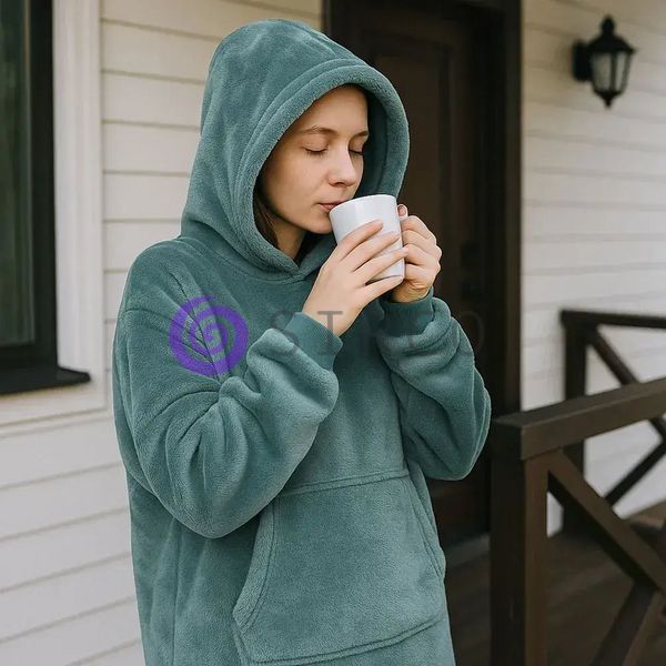 Тепла толстовка - плед худі з капюшоном HUGGLE HOODIE Зелений  01k06p001v2 фото