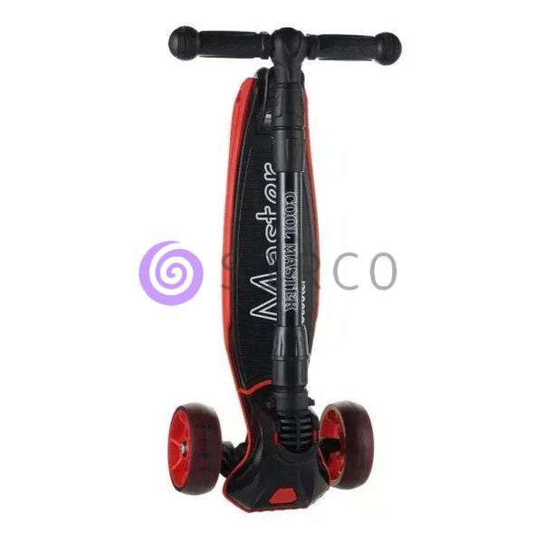 Детский трехколесный самокат со складным рулем и светящимися колесами Scooter X7 Черно-красный(ARSH) 13k01p014 фото