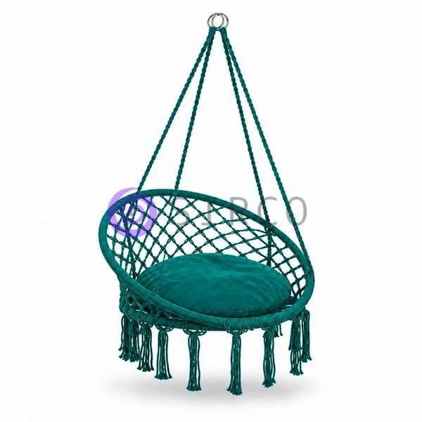 Крісло підвісне бразильське гойдалка гамак Bonro B-092 до 120 кг, 80&times;60&times;120 см для балкона тераси саду Зелений 02k01p492v7 фото