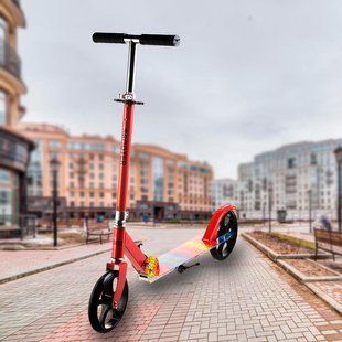 Детский городской самокат с регулируемым рулем и подставкой Scooter Sport 8090Z Красный (ARSH) 13k01p061v2 фото