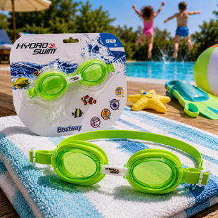 Дитячі окуляри для плавання, полікарбонатні лінзи UV Bestway Hydro-Swim 21002 розмір S 48&ndash;52 см Салатові (AT) 02k10p509v1 фото