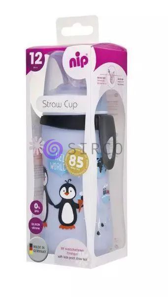 Детская ортопедическая антиколиковая детская бутылочка Straw Cup для кормления с соломинкой PET-Box NIP 330мл (35067) (TK) 03k17p128 фото