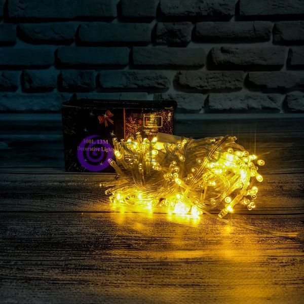Новогодняя гирлянда-нить 300 Led 13 м (прозрачный провод, желтый) 12k01p122 фото