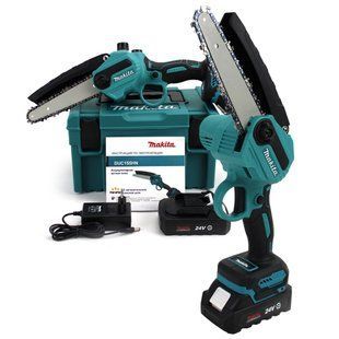 Акумуляторна міні-пила Makita DUC155HN (24V, 4AH, шина 20 см) з напівавтоматичним змащенням ланцюга, 2 акумулятора, в кейсі 09k08p043 фото